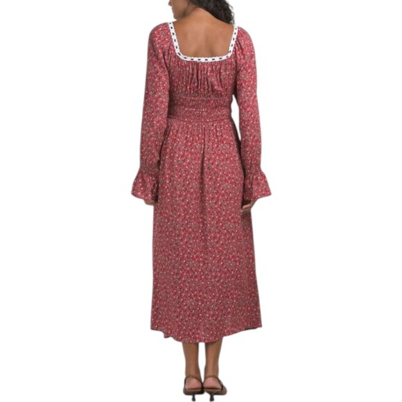 LUNA SKIES Square Neck Long Sleeve Printed Dress - Picture 2 of 3